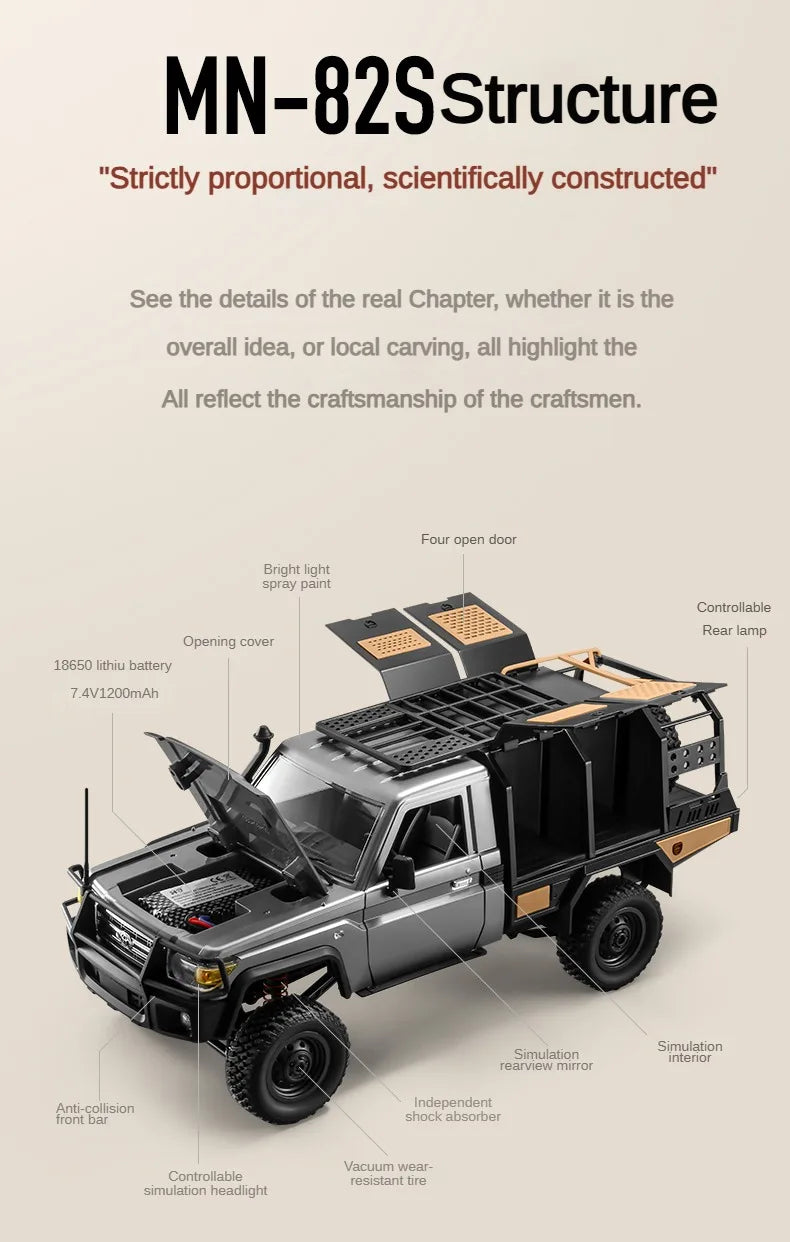 Caminhonete RC em Escala Real 4x4 — Controle Remoto Off-Road para Subidas e Terrenos Irregulares