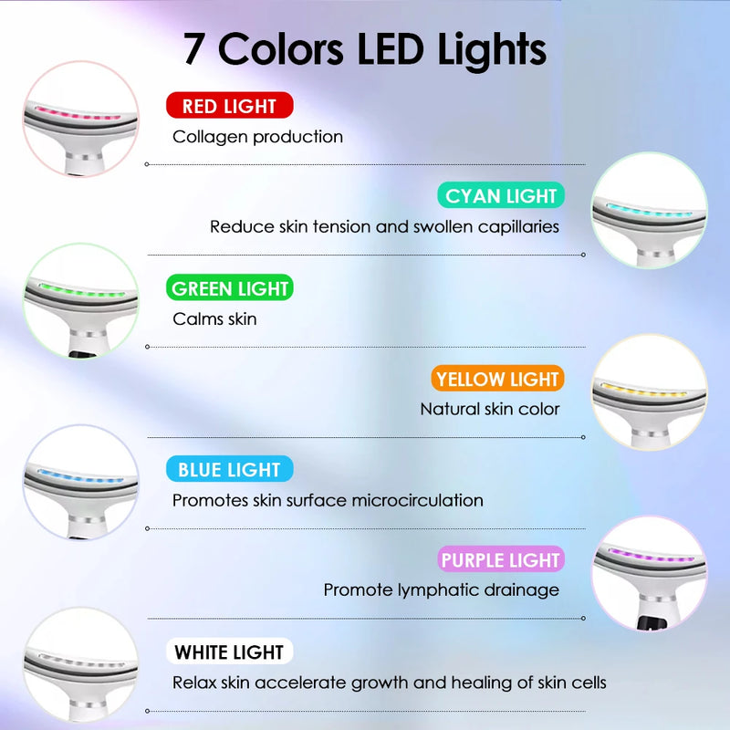 Neck Face Beauty Device 7 Color Light LED Photon Therapy Skin Tighten Reduce Double Chin Anti Wrinkle Facial Lifting Massager