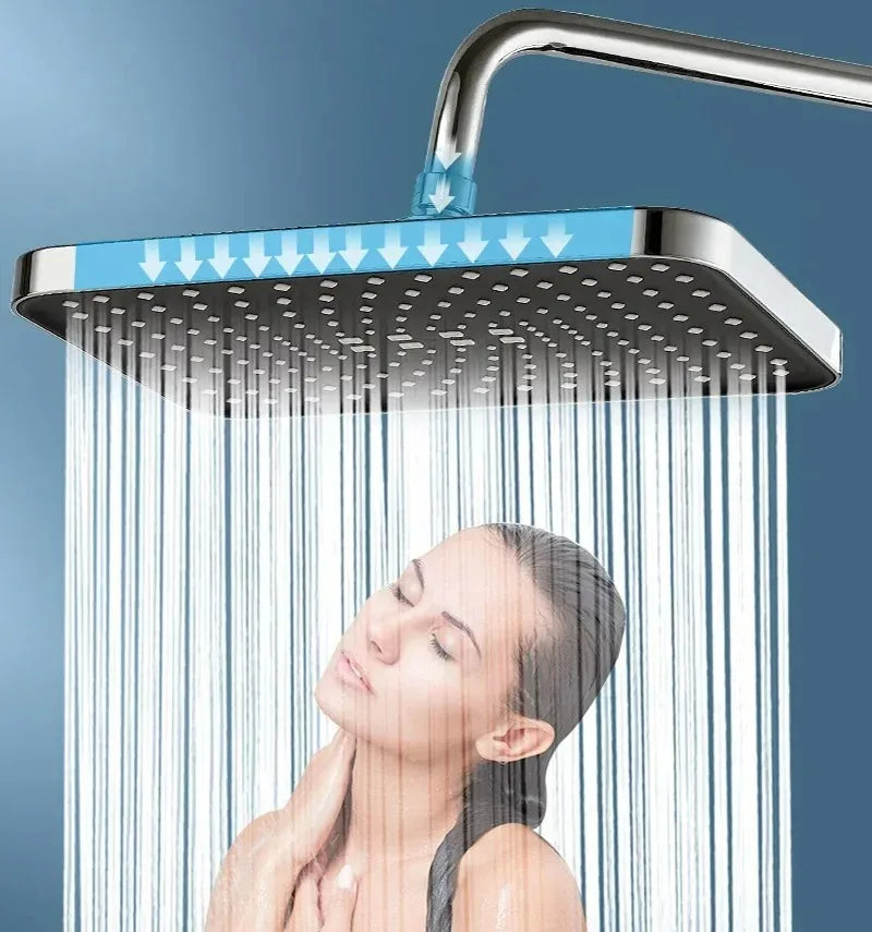 14 Inch new High Pressure Top Spray Rain Shower Head Larger Flow Supercharge Rainfall Showerhead 360° Swivel Water Saving