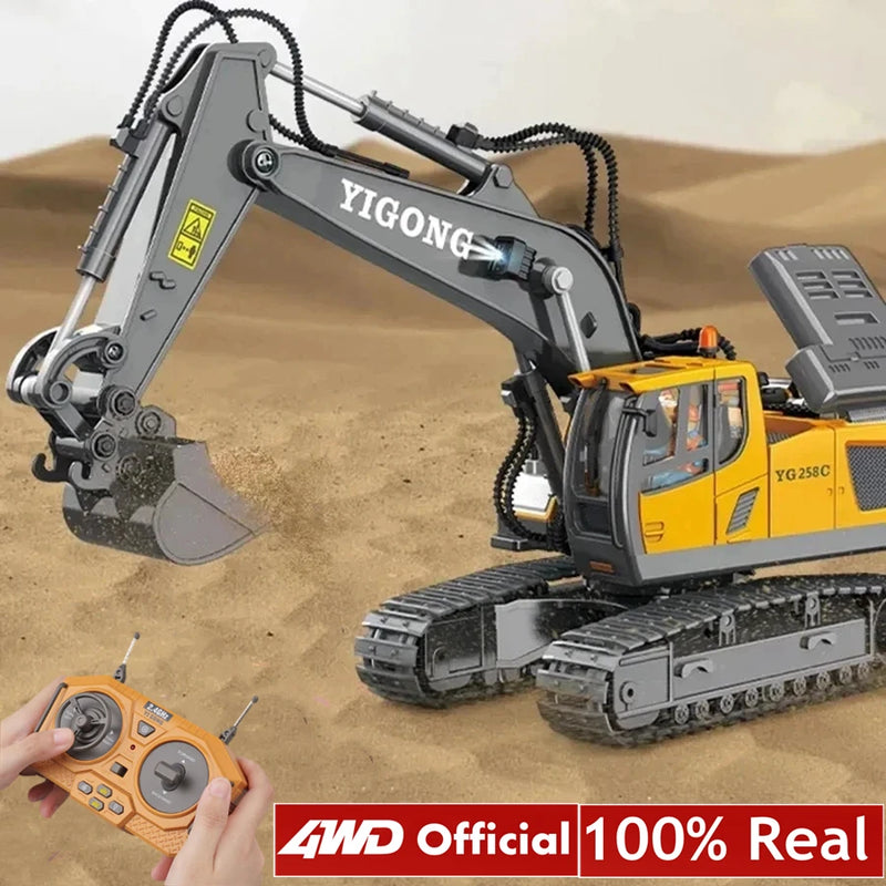 Escavadeira Controle Remoto 4x4 – Caminhão Basculante RC, Veículo Escavador, Trator Bulldozer, Carro de Construção