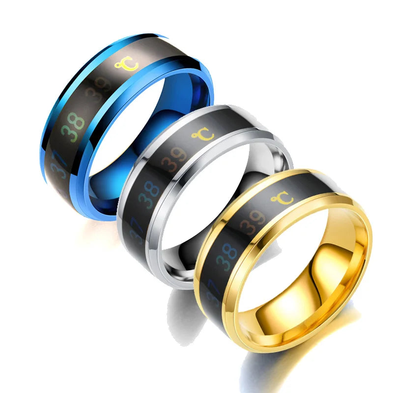 UAGE Temperature Ring Titanium Steel Mood Emotion  Intelligent Temperature Sensitive Rings for Women Men Waterproof Jewelry